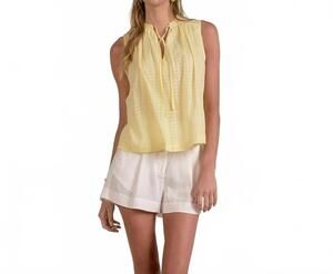 NEW ELAN woven tie v-neck sleeveless flowy top in yellow